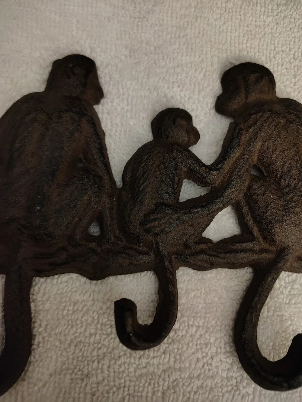 Brown Monkey Trio Wall Hook - Decorative Home Wall Decor  Cast Iron